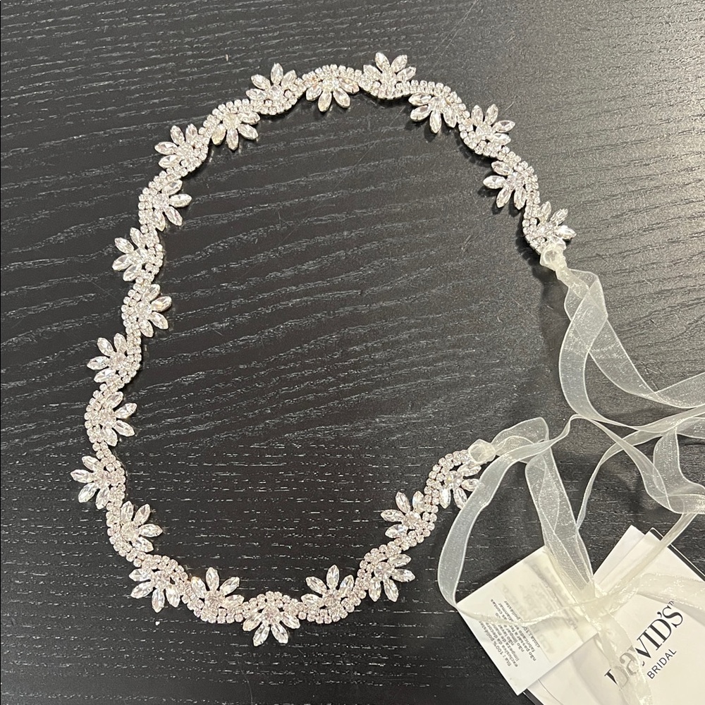 David's Bridal Crystal Floral Sash Belt